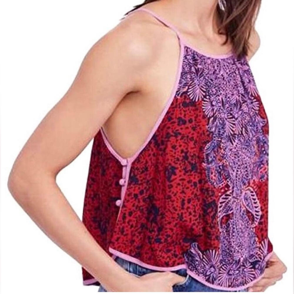 Free People Break Free Paisley Print Tie Back Tank
